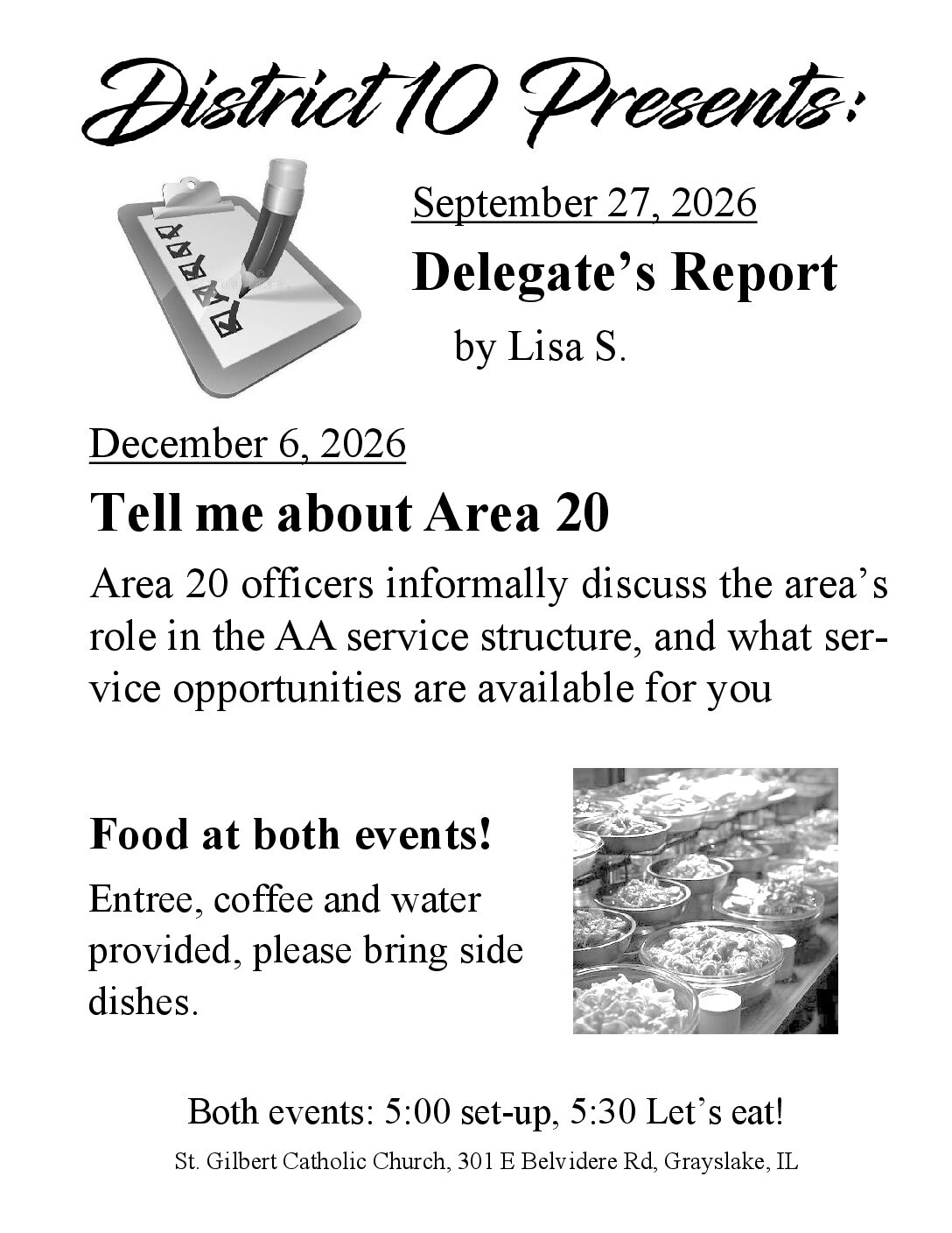District 10 Special Meetings - September & December